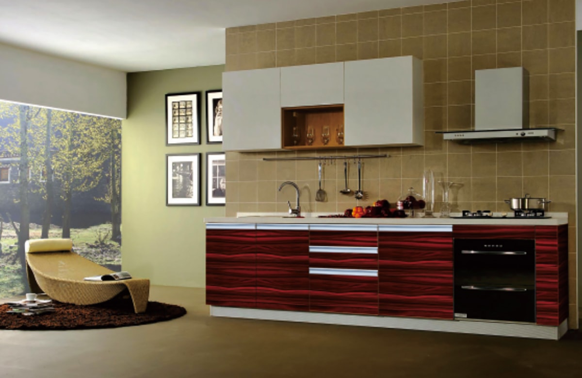 High Gloss Wood Grain UV Coated MDF Board for Kitchen Furniture ZH-1801 02